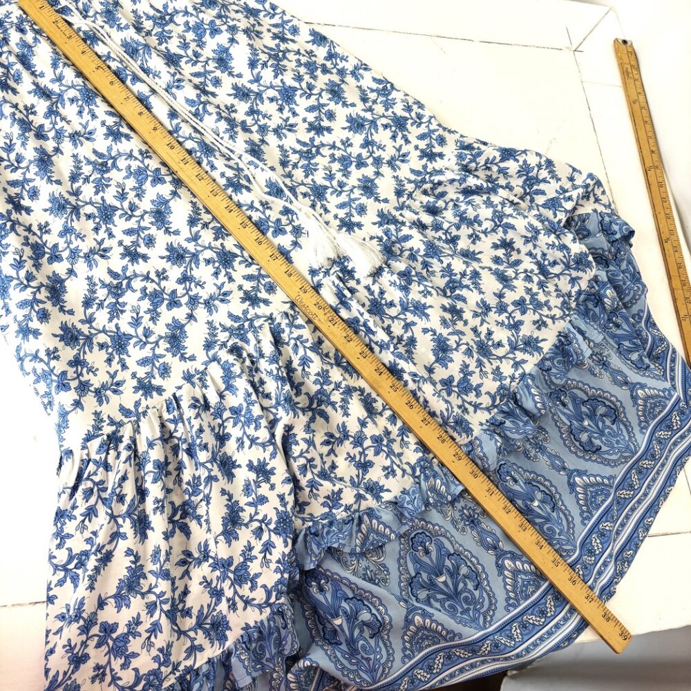 R.Vivimos Summer Floral Print Maxi Short Bell  Sleeve Dress Size L - Picture 12 of 15